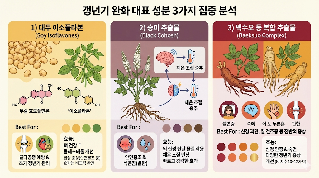 갱년기 영양제 성분 비교 3가지, 백수오 vs 승마 vs 이소플라본 효능 차이 2 image 107