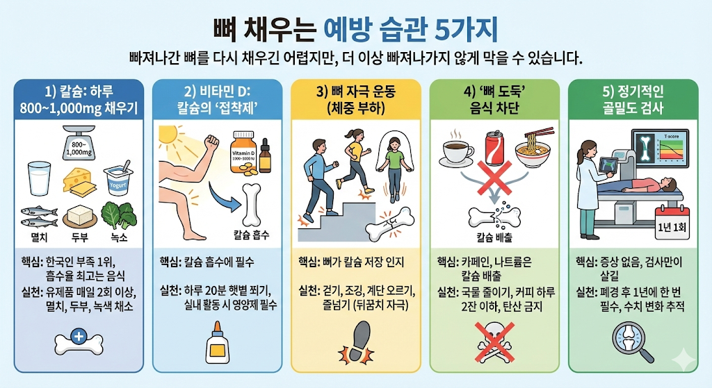 갱년기 골다공증 예방 5가지, 뼈 도둑 막는 "T-점수" 보는 법과 칼슘 섭취 2 image 117