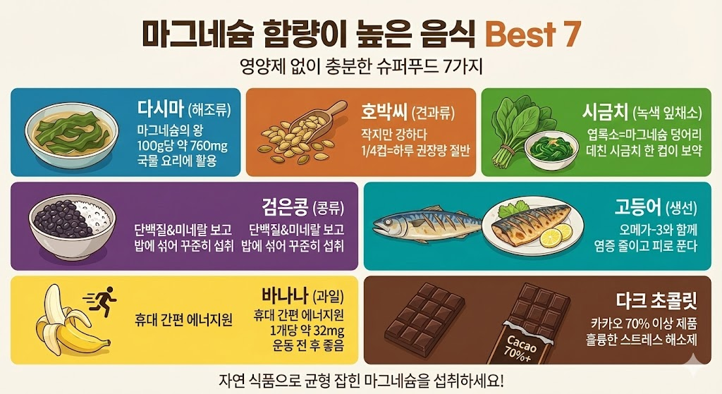 약 없이 채우자! 마그네슘 함량 높은 음식 Best 7 및 흡수율 높이는 꿀팁 2 image 3