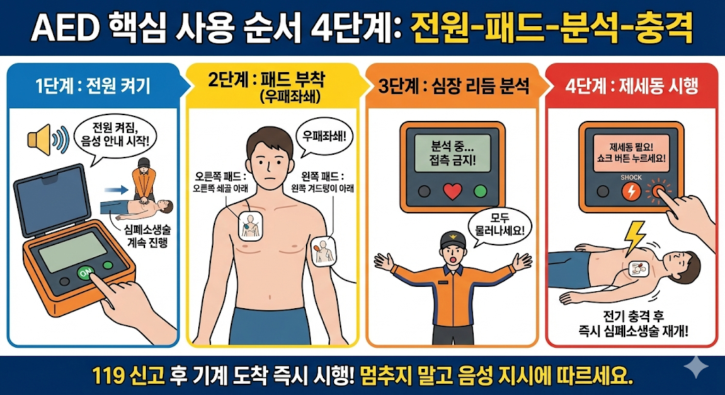 멈춘 심장 다시 뛰게 하는 AED 사용방법 4단계 완벽 정리 3 image 74