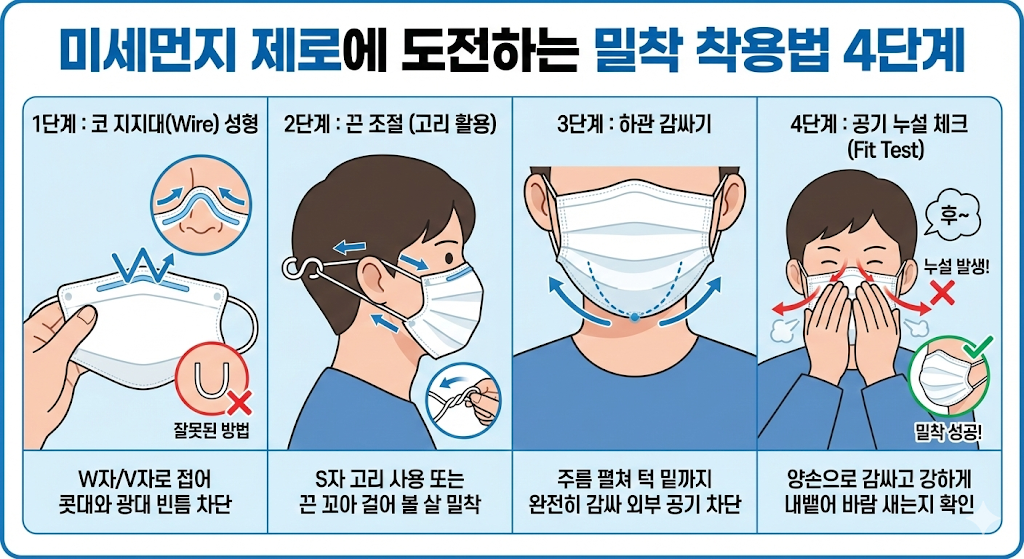 미세먼지 마스크 KF94 vs KF80, 호흡량 30% 차이와 누설률 잡는 밀착법 4 image 68