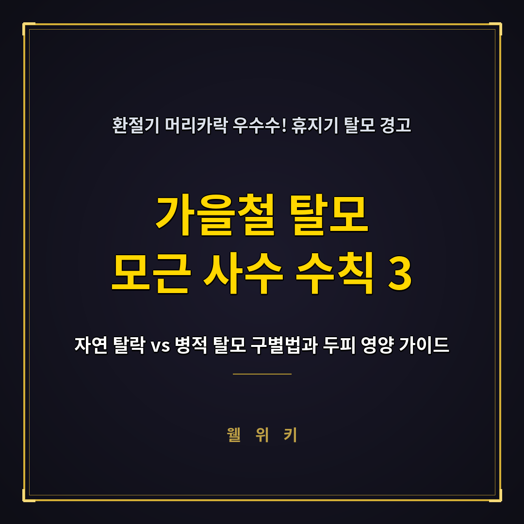 가을철 탈모 휴지기 머리카락 빠짐 막는 두피 관리 수칙 3가지
