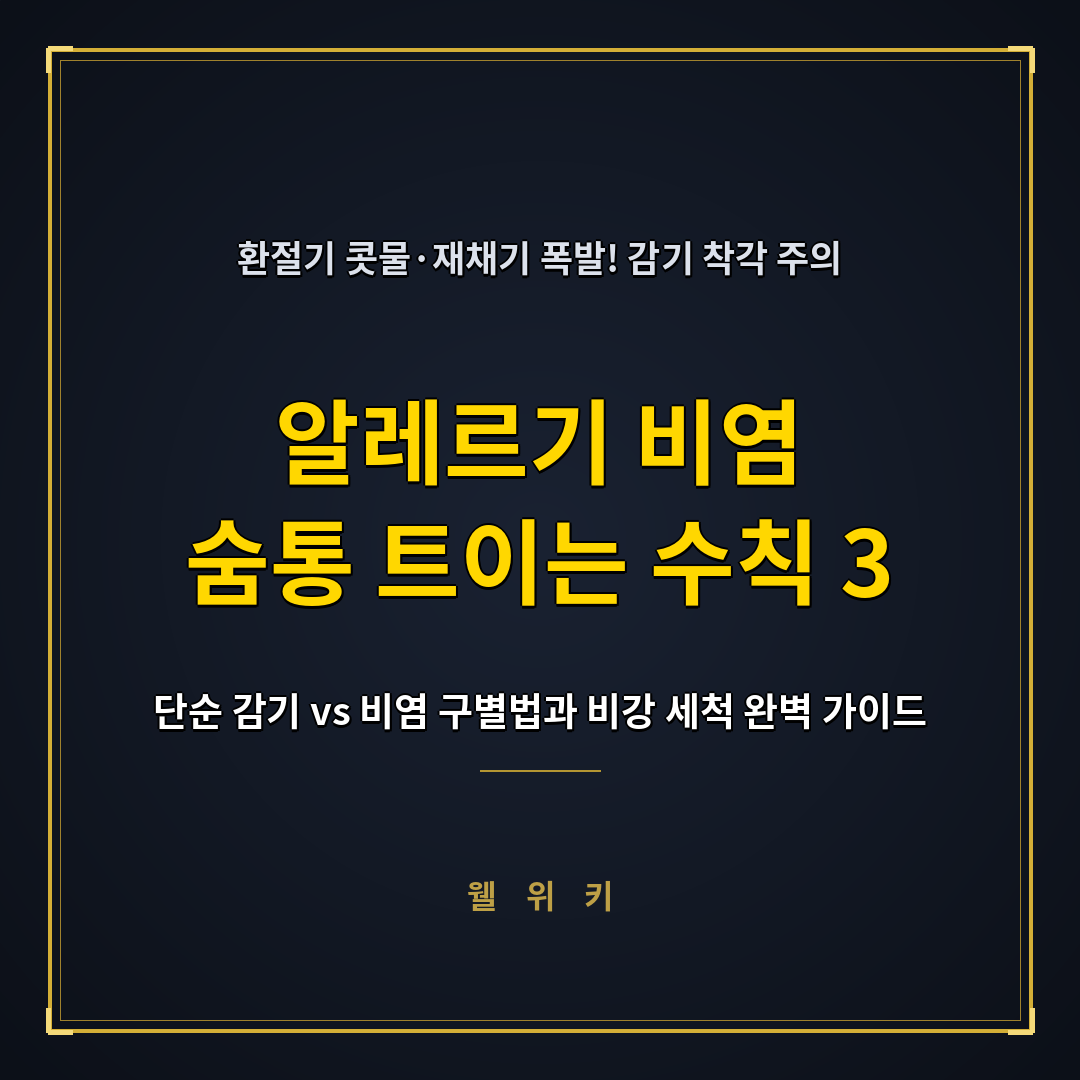 알레르기 비염 감기 구별법과 환절기 코막힘 뚫는 수칙 3가지